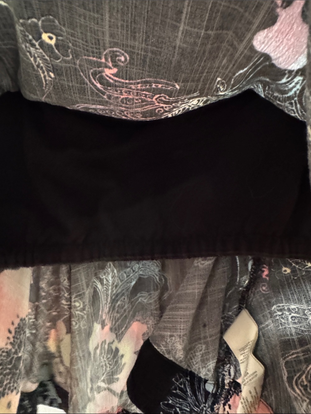 Free People Black Floral Off-Shoulder Cami with Pastel Accents - Picture 3 of 5